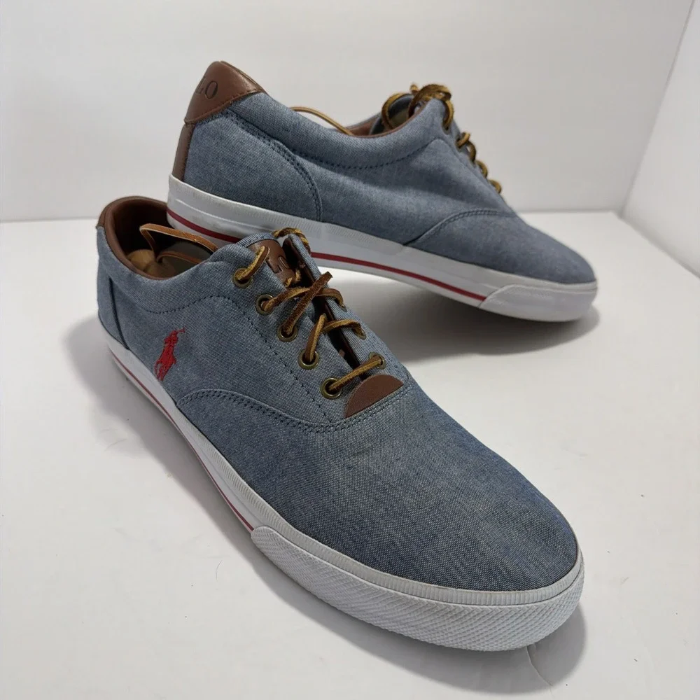 polo ralph lauren mens shoes Vaughn Size 14D Chambray Red Poly